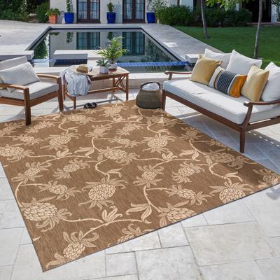 Reyn Spooner Kona Coast Aloha Welcome Pineapple Flatweave Indoor/ Outdoor Brown Area Rug