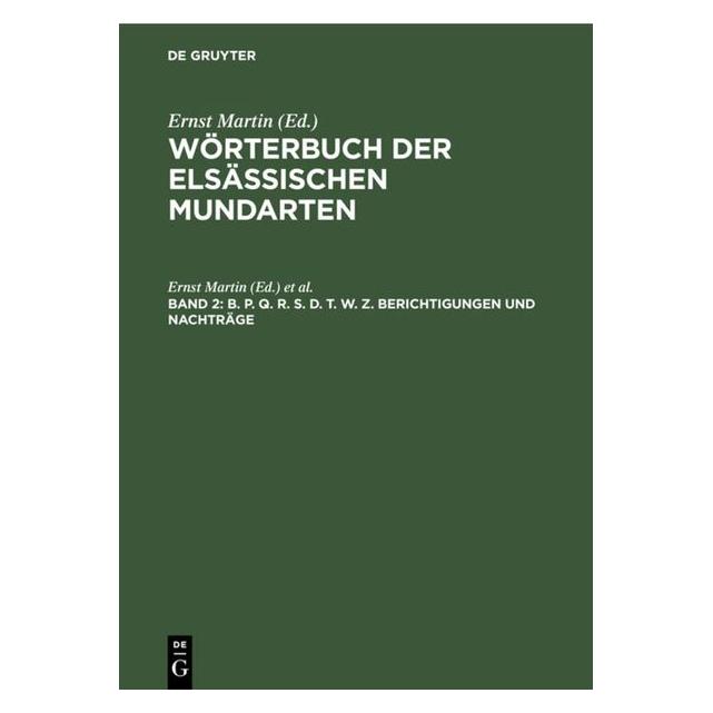 De Gruyter B. P. Q. R. S. D. T. W. Z. Berichtigung (Deutsch, Hardcover) (66439176)