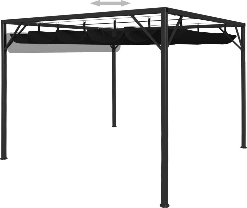 vidaXL Tuinpaviljoen met uitschuifbaar dak, 3x3 meter, antraciet