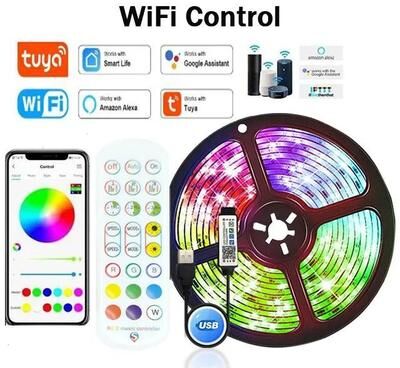 Uplifted Finds USB LED Strip Lights Tuya RGB 5050 Color Changing Tape 3 Meter 118 In tuya Wifi app 24 Key