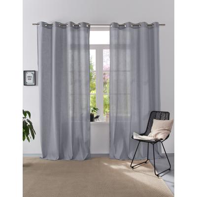 Vorhang OTTO HOME "Linsdorf" Gr. 3, grau, B:140cm H:245cm, Polyester, Gardinen, Leinenstruktur