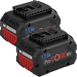 Bosch Akku 18V Procore 2 Stück - GBA 18V 8.0 ah 8Ah Ersatzakku Li-Ion