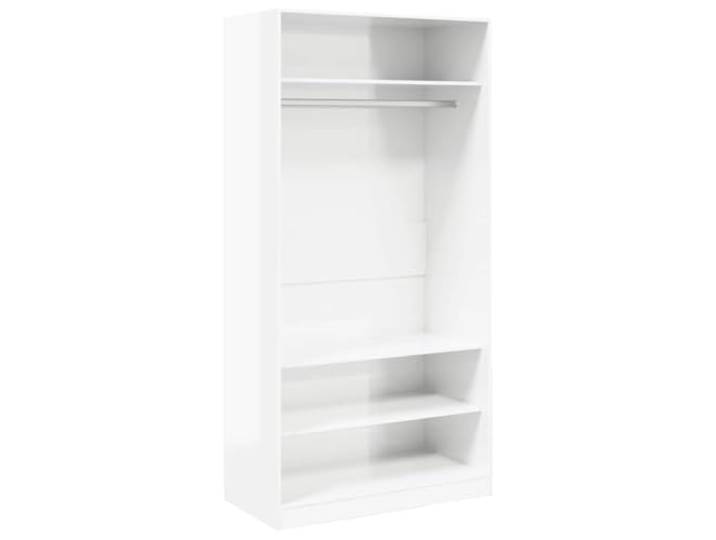 Hochglänzend Schrank weiß 100x50x200 cm mit Stab und 3 Einlegeböden Holzwerkstoff, leicht zu reinigen, einfache Installation, Fach mit Stange, 3 Einlegeböden, kompaktes Design