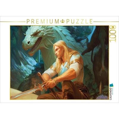 CALVENDO Puzzle Ein Elfenkönig mit seinem Drachen | 1000 Teile Lege-Größe 64x48cm Foto-Puzzle für glückliche Stunden