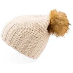 Atlantis Damen Strickmütze mit Pompon 'Monte Bianco' Bommel-Mütze MOBO natural/beige one size