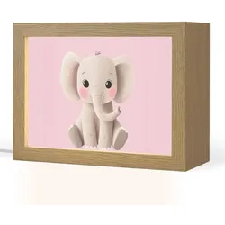 NACHTTISCHLAMPE Elefant - Baby - Rosa - Cartoon 20x15 cm