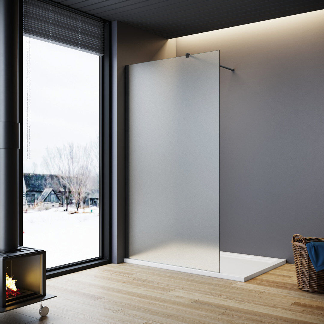 Metro Walk in Shower Enclosure With Full Frosted Easy Clean Safety Glass Black 90"