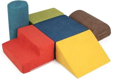 Costway 6-Piece Baby Climbing Blocks with 30D High-Density Foam and Carrying Handles-Multicolor
