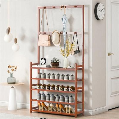 FATIVO Industrial Entryway Shoes Rack Stand Coat Hat Rack with 8 Hooks