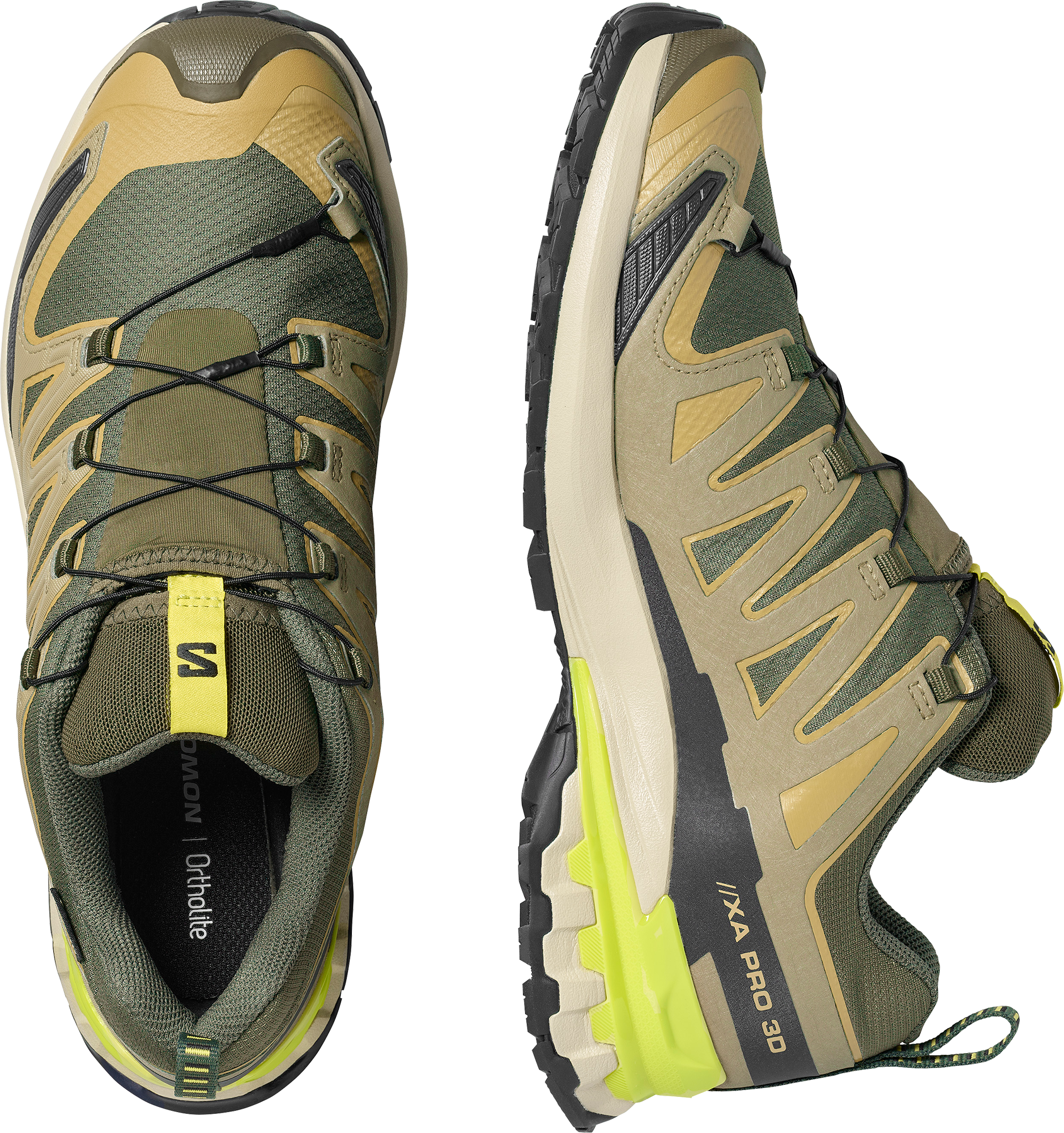 Trailrunningschuh SALOMON "XA PRO 3D V9 GORE-TEX", Herren, Gr. 46, grün (grape leaf, aloe, acid lime), Synthetik, Textil, Schuhe Trailrunningschuh, wasserdicht grape leaf, aloe, acid lime 46