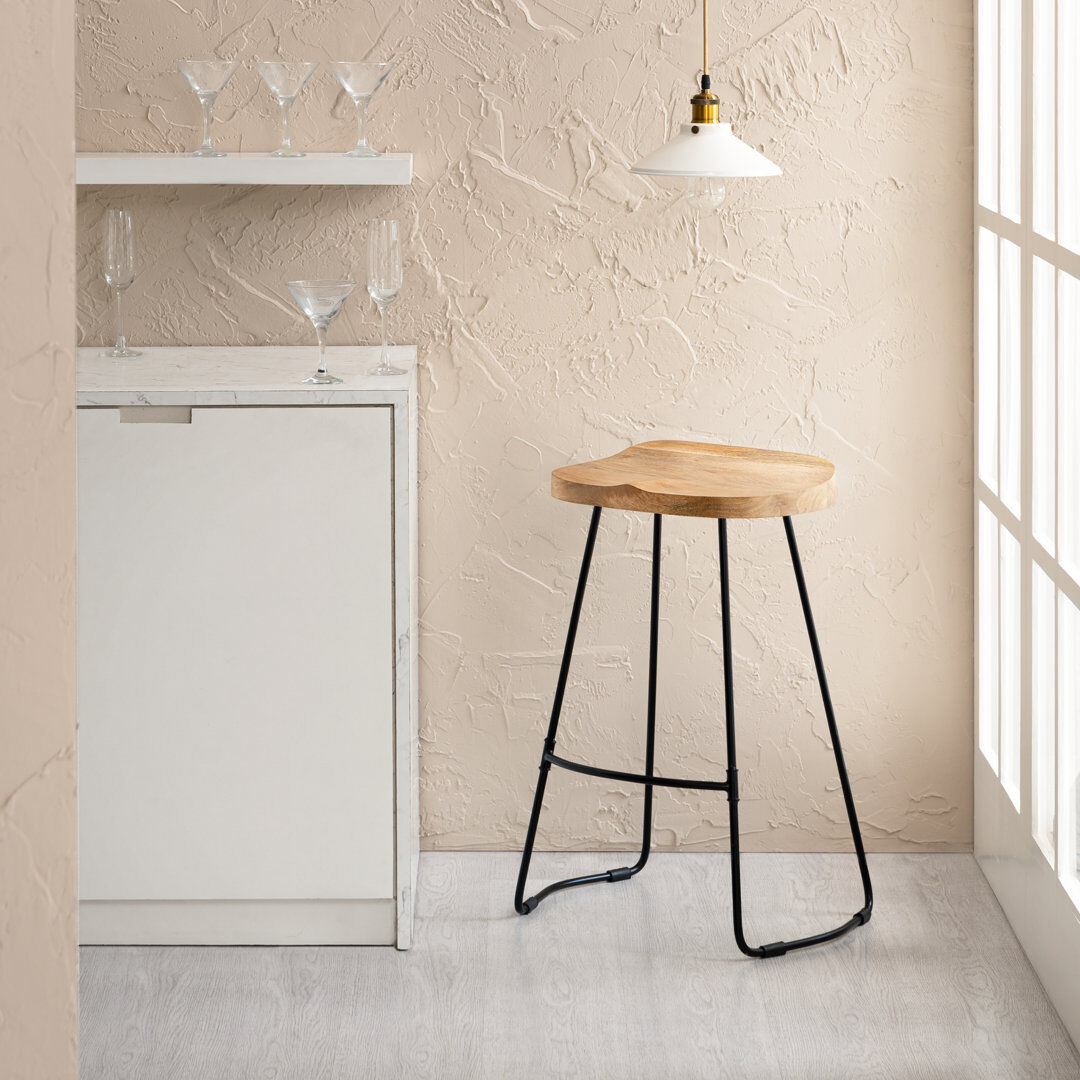 Mercury Derk Solid Wood Kitchen Counter Bar Stool Natural Counter Stool (68.5 cm Seat Height)