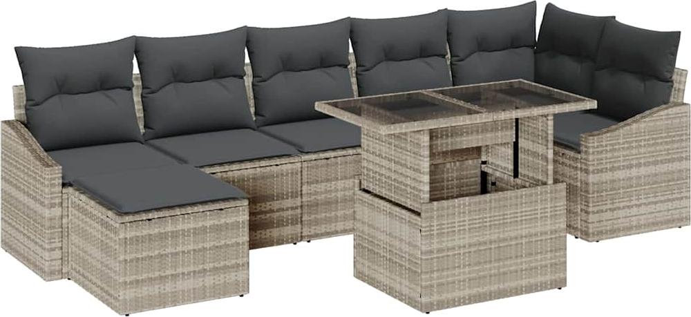 vidaXL Garten-Sofa-Set 8 stk. Hellgrau und Dunkelgrau