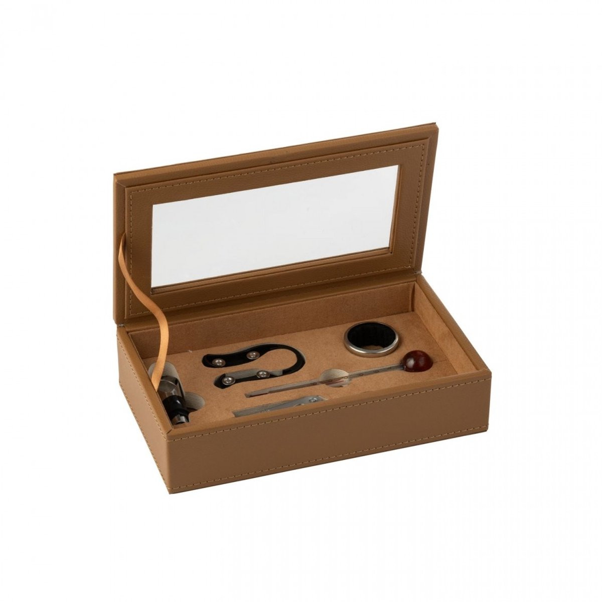 J-Line doos wijnaccessoires van hout in bruin