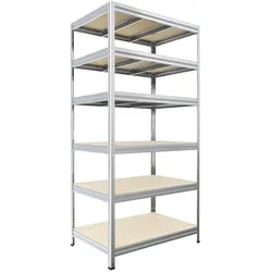 Metallregal Biedrax 35 x 75 x 210 cm, Verzinkt, 6 Fachböden OSB 10 mm, Fachlast 300 kg pro Fachboden