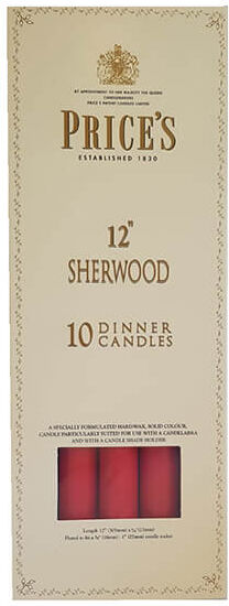 Price's Prices 12 Sherwood Pack Of 10 Red Candles