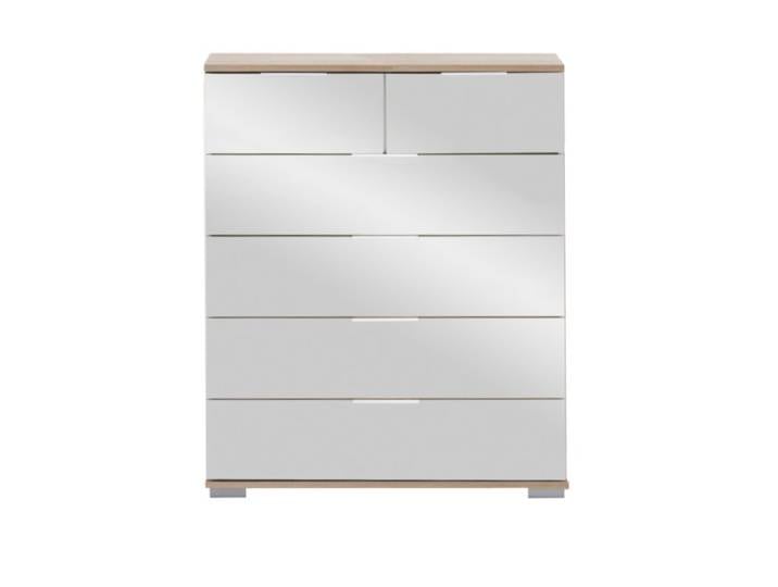 Wimex Easy Plus Kommode mit sechs Schubkästen - Eiche sägerau Nachbildung, Spiegelglas Modern