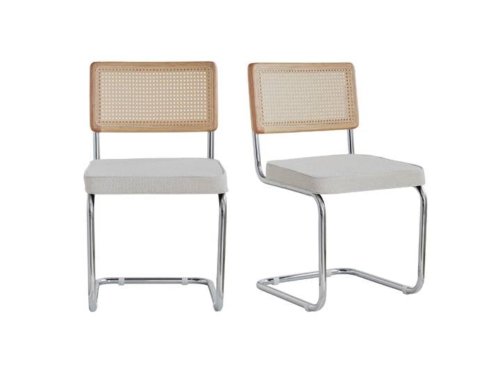 GrandCA HOME Lot de 2/4 chaises de salle à manger cantilever en velours granulé, chaises de cuisine avec dossier haut et structure métallique