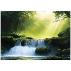FOTOTAPETE 3D Effekt Wasserfall Wald Wohnzimmer 150x105