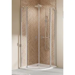 Breuer  Duschkabine  Elana  2.0  Runddusche  Drehtür  4-teilig  Radius  500  -  eckige  Profile