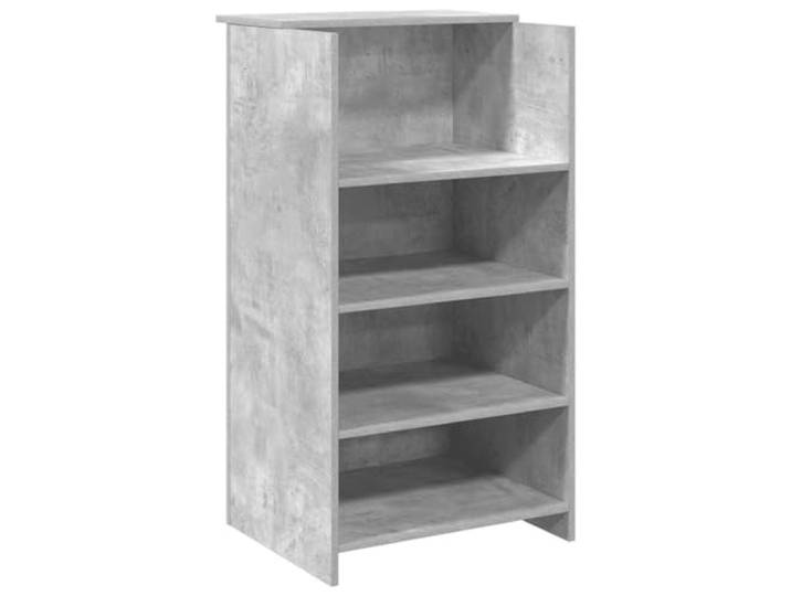 KPOTUERTU Empfangstheke Betongrau 55x50x103,5 cm aus Holzwerkstoff mit integriertem Tresen, Regal und Seitenwänden für diskrete Interaktionen, vielseitig einsetzbar in Büros, Hotels