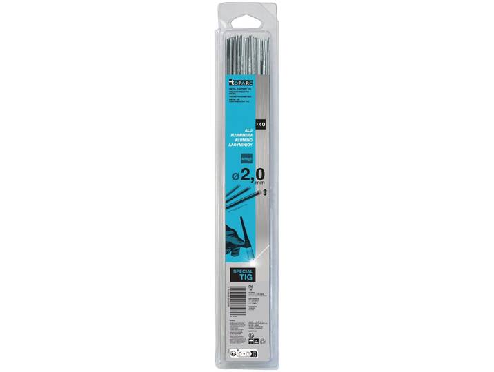 Baguettes de soudage TIG en aluminium AlMg5\, Ø 2\,0 mm\, 40 pièces\, 333 mm - 0\,33 kg - sous blister