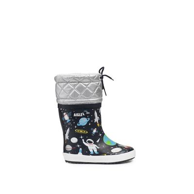 Gummistiefel AIGLE "Giboulee Space", Mädchen, Gr. 19, blau (dunkelbalu bunt, kombi), Obermaterial: 100% Gummi rubber., Schuhe Gummistiefel
