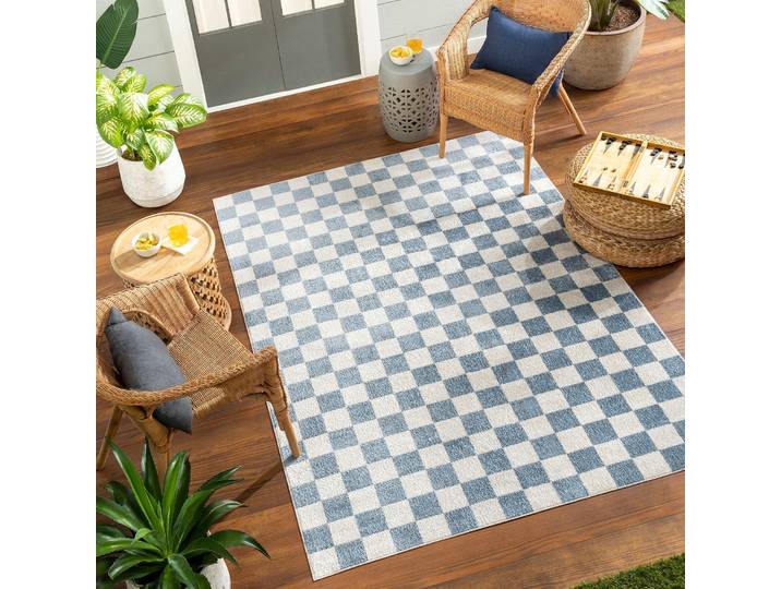 Teppich LIVABLISS CLEVELAND , blau, B:160cm H:5,1mm L:213cm, Polyester, Teppiche, Teppich