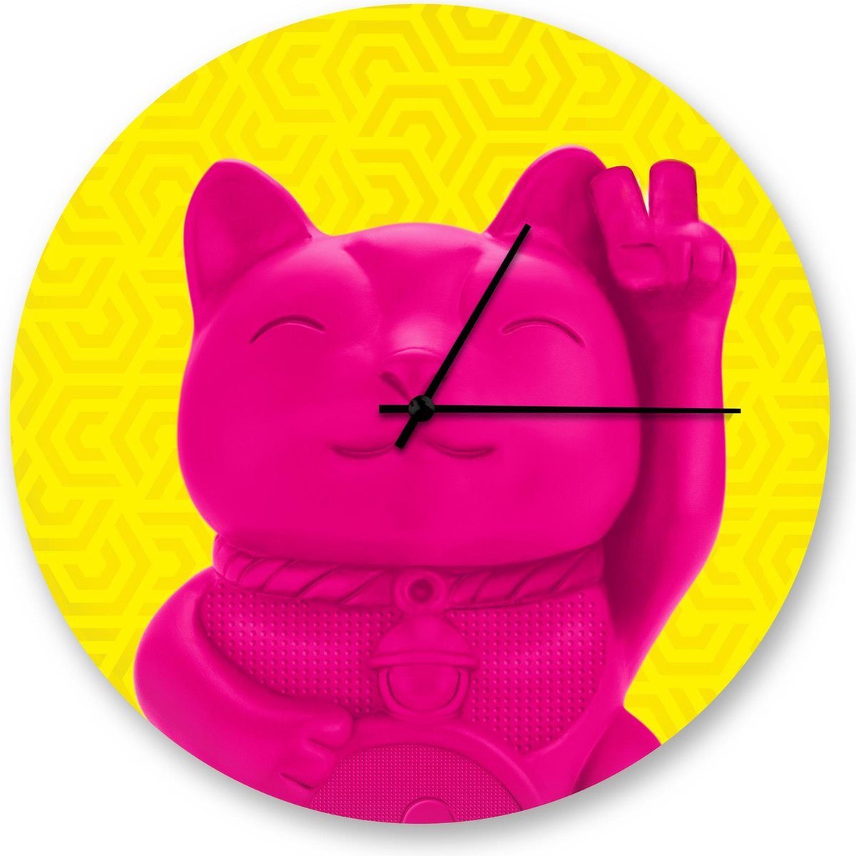 Mustard Desktop Klok Lucky Cat
