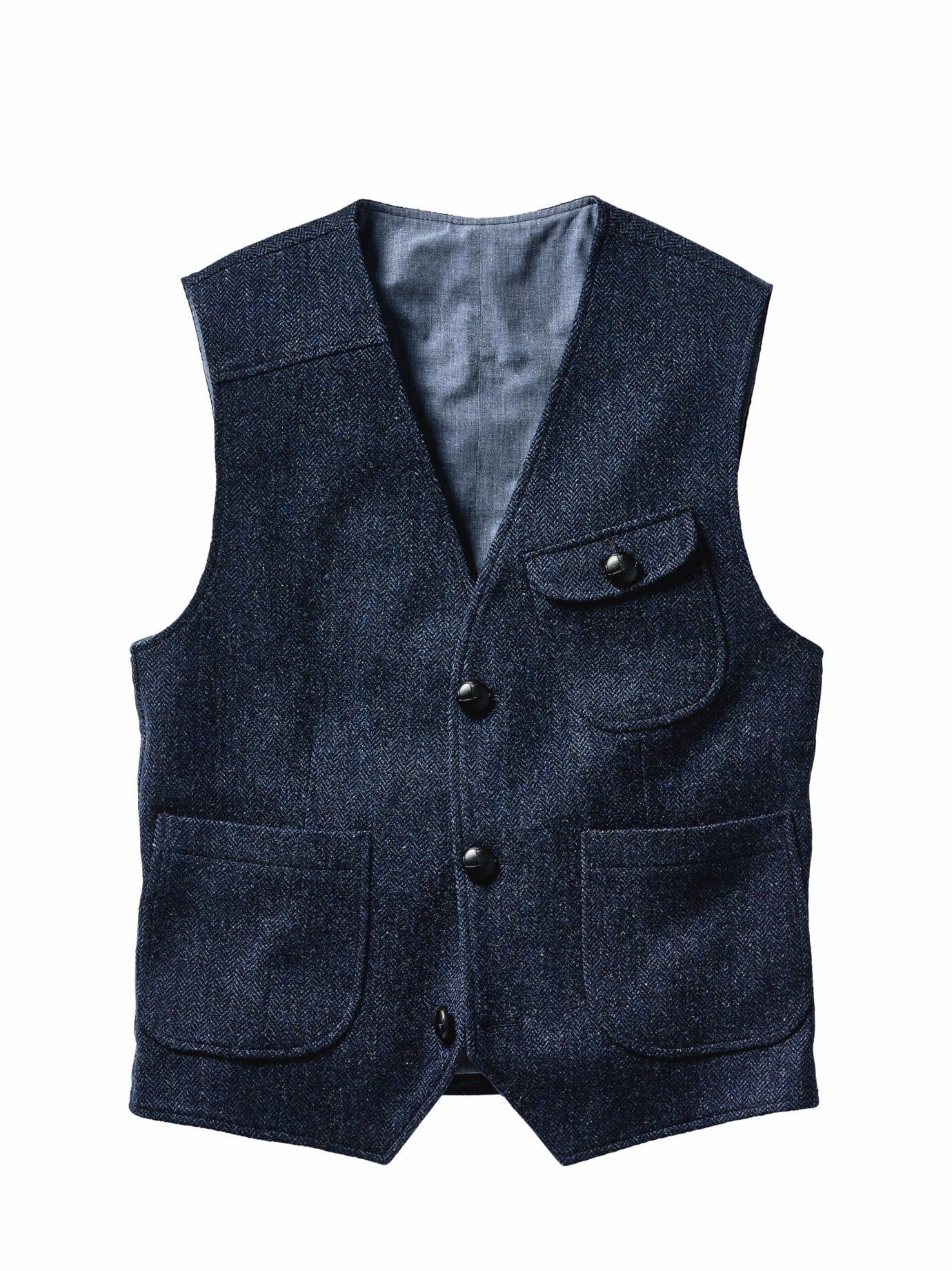 Mey & Edlich Herren Portugiesische Tweed-Weste Blau 100 % Schurwolle