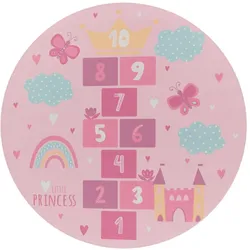 KINDERTEPPICH Waschbar, mit Prinzessinnen-Motiv, Rosa, Ø 160 cm