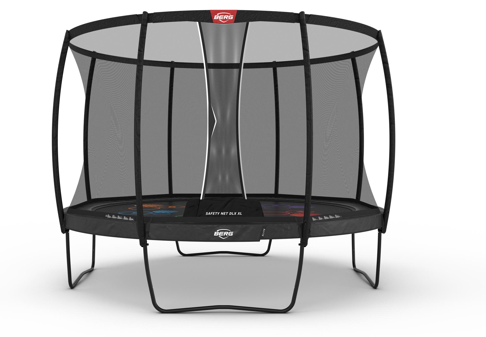 BERG Trampolin rund Elite Regular 430 Grau Levels + Safety Net DLX XL