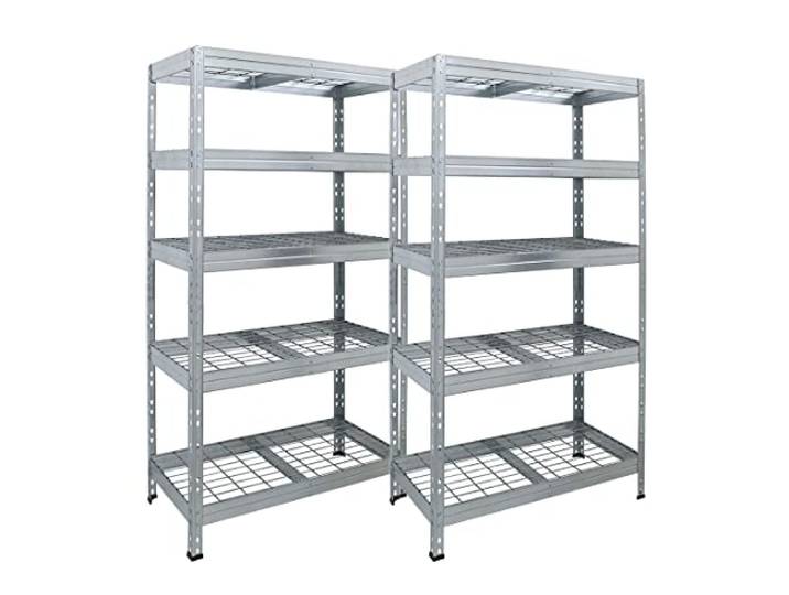 Master Regale 2er-Set Rivet Schwerlastregal mit Stahlgitter-Boden 180x90x45cm(HxBxT) 5 Böden 250 kg pro Boden verzinkt. Steckregal Metallregal Kellerregal Lagerregal Werkstattregal Garagenregal