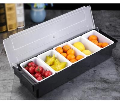 Drop Dash Deals Ice Chilled Compartment Condiment Server Caddy Tray For Bar & Kitchen Ice Chilled Compartment Condiment Server Caddy Tray For Bar & Kitchen