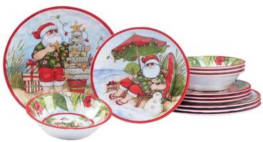 Certified International Santa's Wish Melamine 12 Piece Dinnerware Set, Service for 4