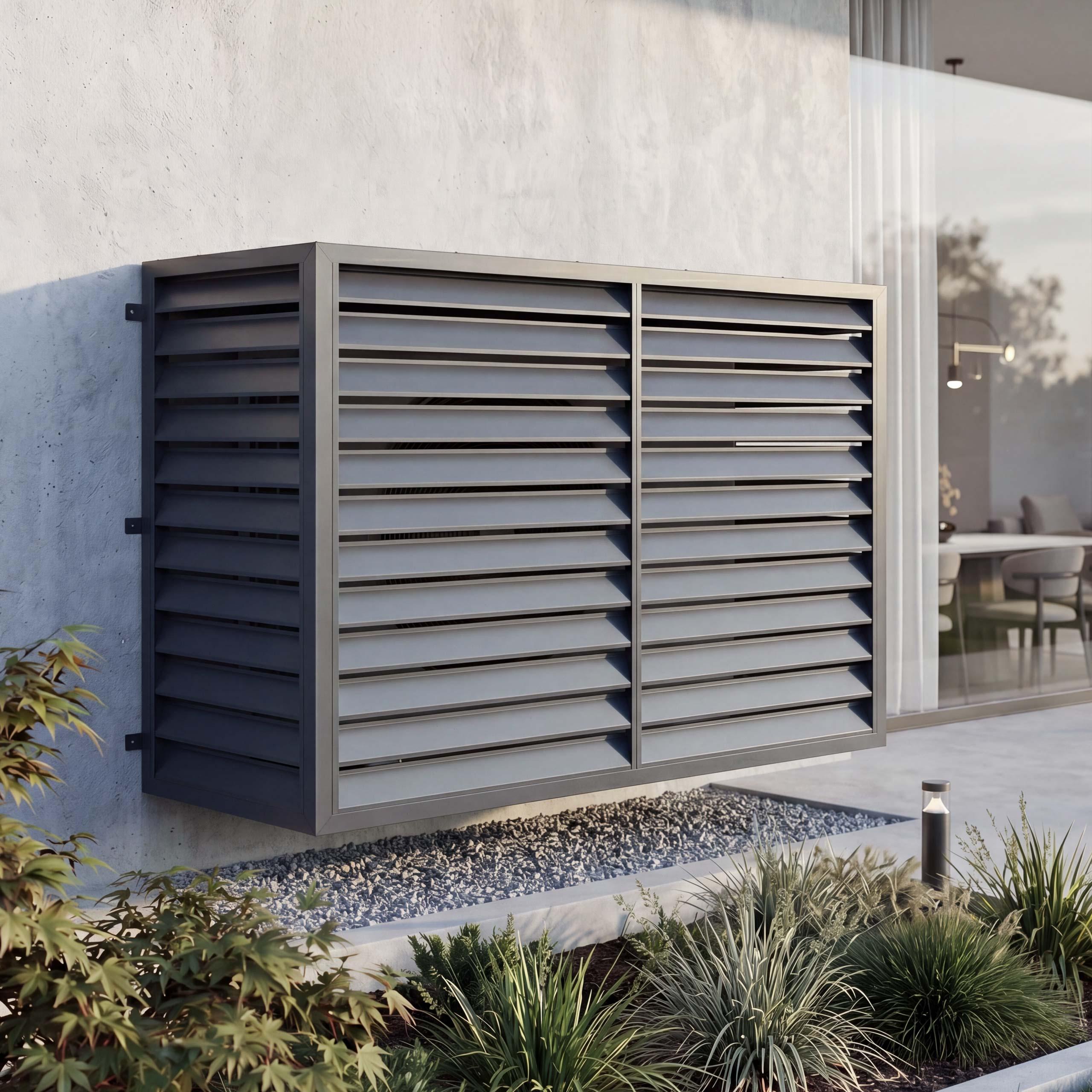 Verkleidung für Klimaanlage/Wärmetauscher MCW-O43, Abdeckung Schutzgitter, Metall 132x175x75cm anthrazit