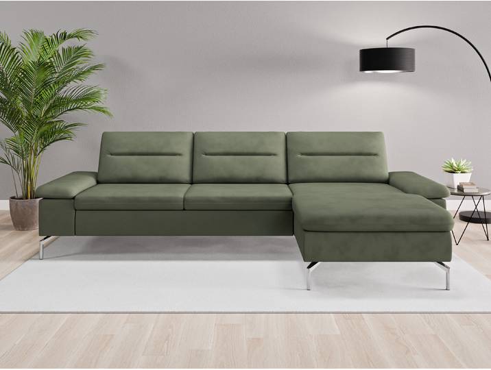 Ecksofa Rio Nr. 1 rechts - Grün (Waldgrün) - Vintage Velours