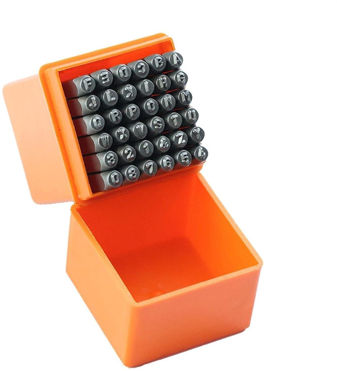 36-delige zilverkleurige letter en nummer stempelset voor metaalbewerking met 3mm stempels
