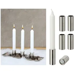 4X Kerzenständer magnetisch 2 ,5x7 ,5cm Silber Kerzenpick weihnachtliche Tischdekoration Adventskranz Candle Holder Wohnzimmerdekoration Kerzenhalter Stabkerzen Magnet Tafelkerzen