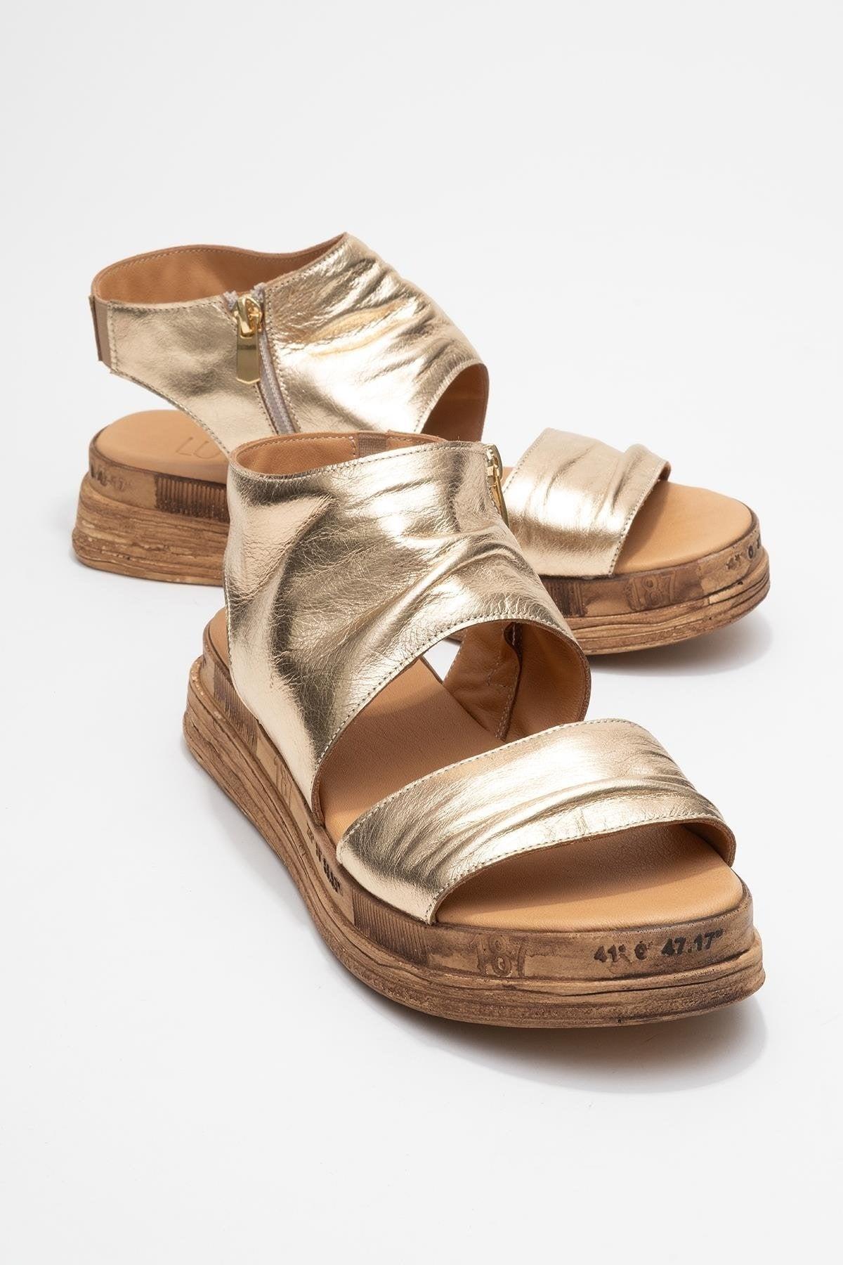 Lunas Leder Side-Zip Flach Absatz Sandale