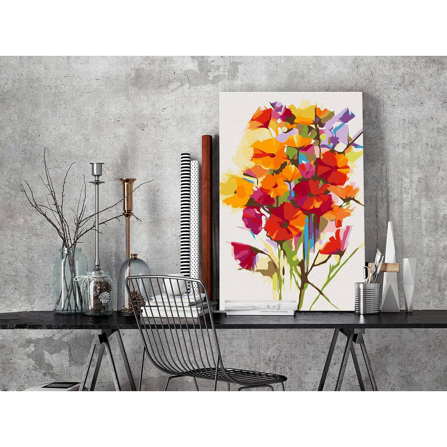home24 Schilderen op Nummer Summer Flowers linnen canvas, meerdere kleuren, 40 x 50 cm