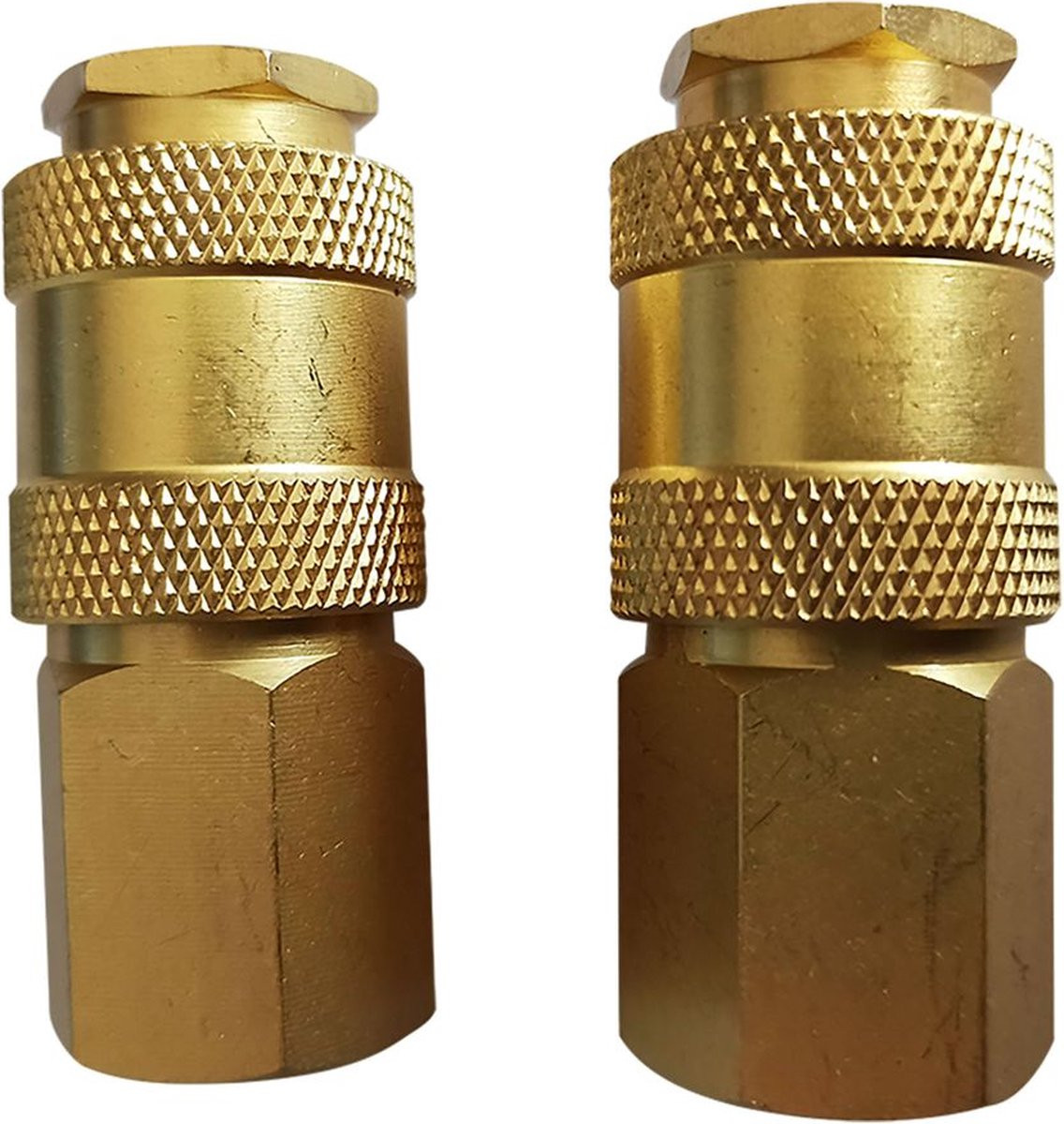 Powerplus POWAIR0255 Compressor koppelingen - 2 stuks - Universele vrouwelijke buitendraad 1/4 inch - Koper met rubberen greep
