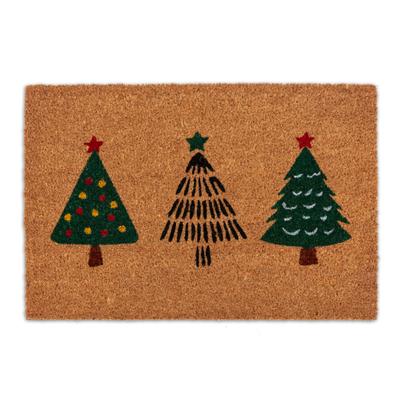 Fußmatte ASTRA "Kokosvelours Tannenbäume 40x60", braun (beige), B:40cm H:1,4mm L:60cm, Kokos, Teppiche, Fußmatte, Kokos, Natürliches Material, Tannenbaum, Weihnachten