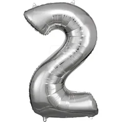 AMSC BALLON 2 SI - AMSCAN Folienballon Zahl 2 silber