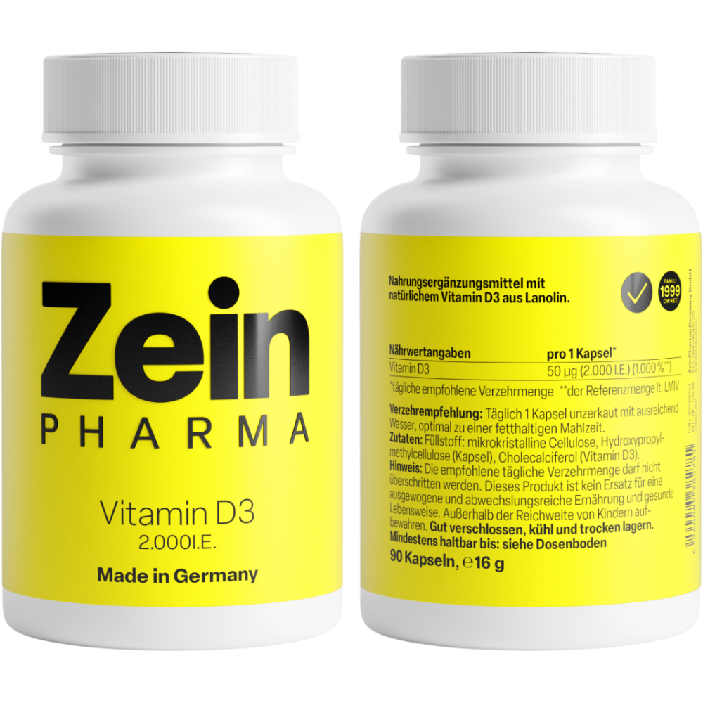 ZeinPharma Vitamin D3 2000 I.U. Immune System Food Supplement 90&nbsp;caps.