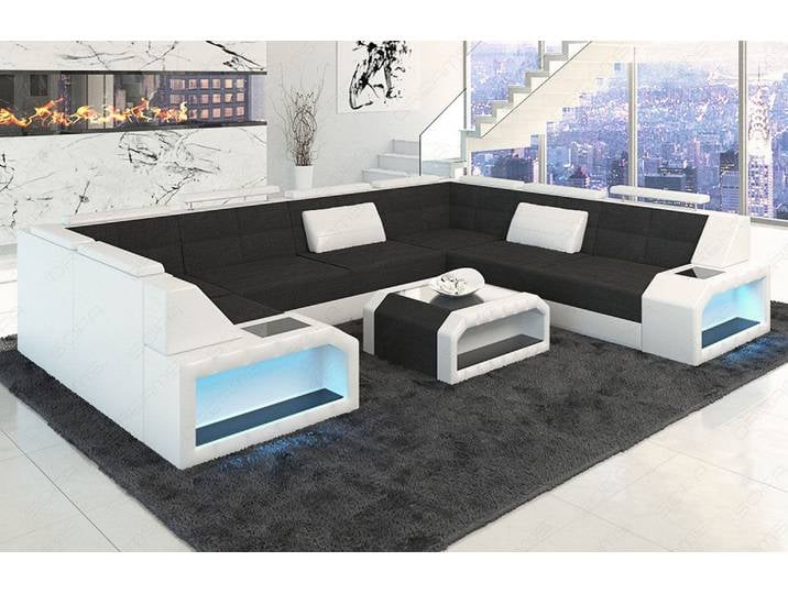 Wohnlandschaft Pesaro U-Form aus Stoff