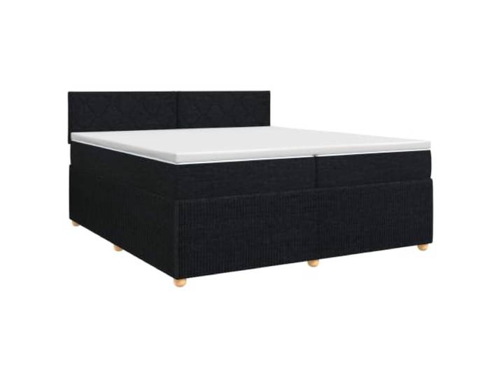 PUGYNBK Boxspringbett, Stoff, 200 x 200 cm, Schwarz Verstellbares Kopfteil, Taschenfederkernmatratze, waschbare Bezüge, stabiler Rahmen