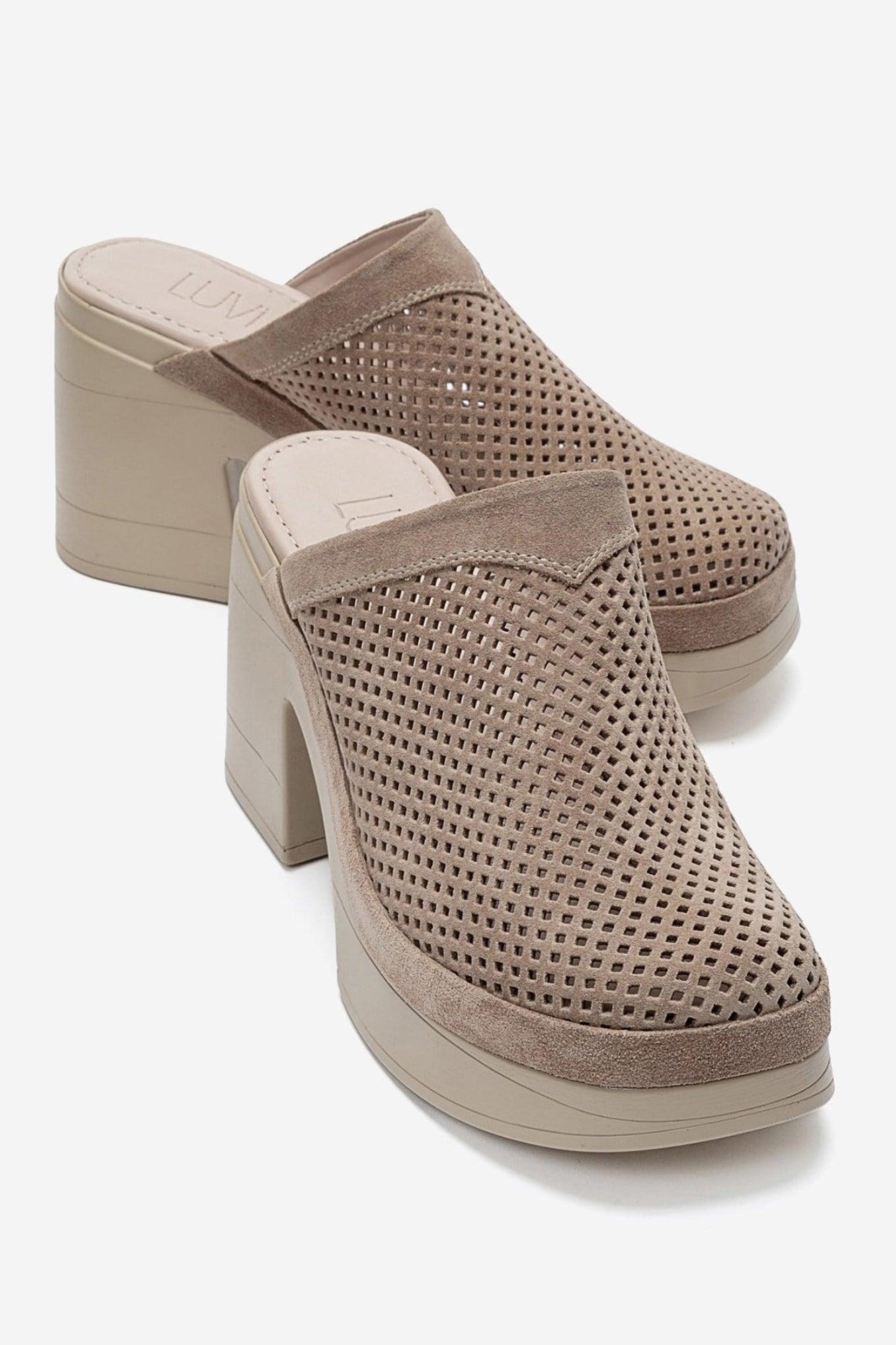 Dejas Leder-Sandale mit Plateausohle und Blockabsatz