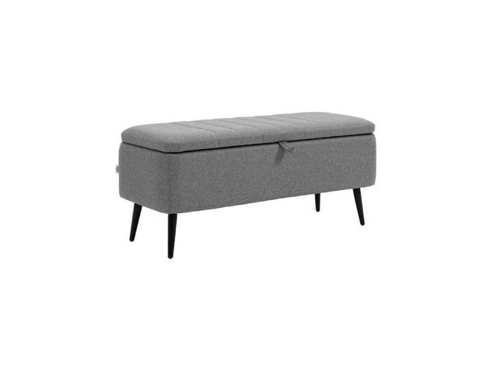 HOMCOM Storage Stool with Lid Linen-Feel Fabric Footstool with Steel Legs Suitable for Living Rooms and Bedrooms Grey