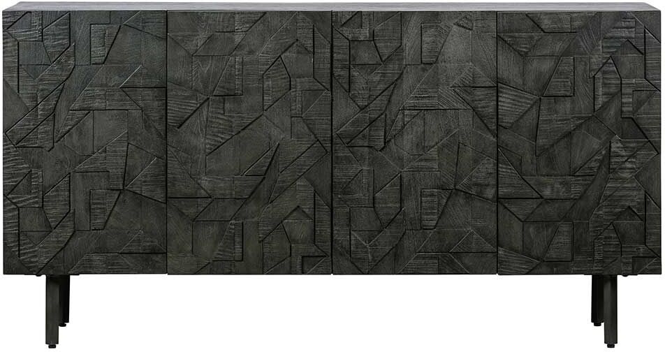 Pharao24.de Design Sideboard mit geschnitzter Front Schwarz