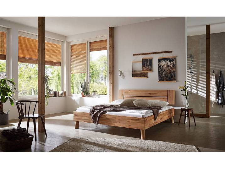 Massivholzbett Coroo II 160 x 200cm Massivholz Kernbuche, geölt Braun Buche